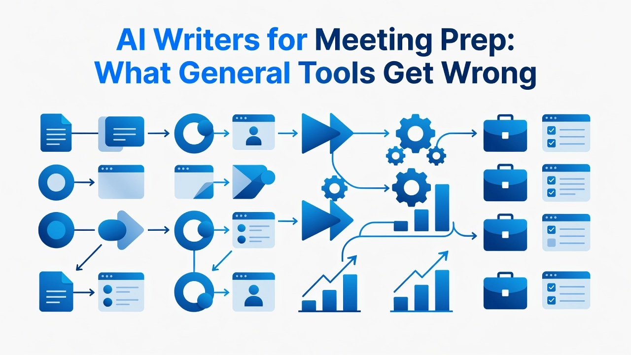 Professional header image for comparison analysis: AI Writers for Meeting Prep: What General Tools Get Wrong