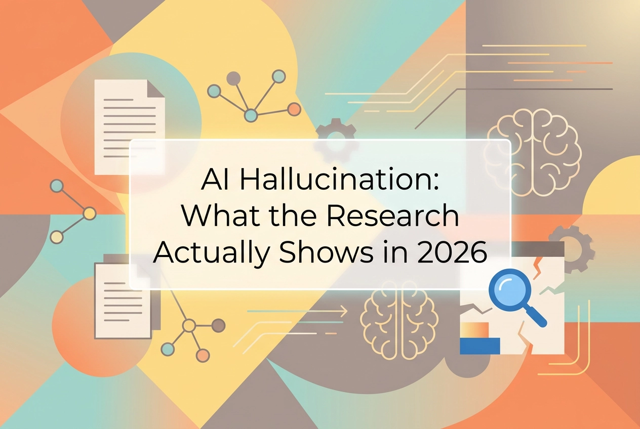 Professional header image for industry analysis: AI Hallucination: What the Research Actually Shows in 2026