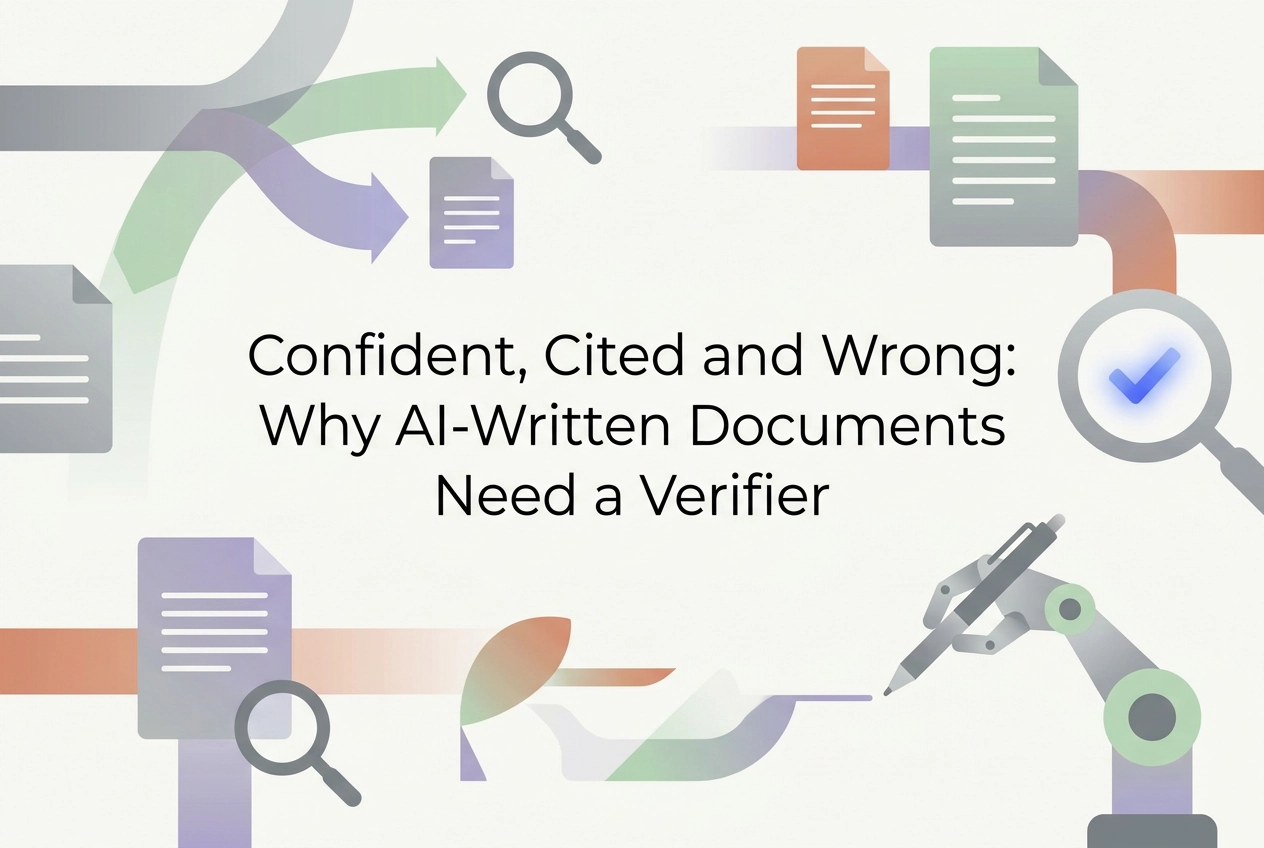 Professional header image for informative article: Confident, Cited and Wrong: Why AI-Written Documents Need...
