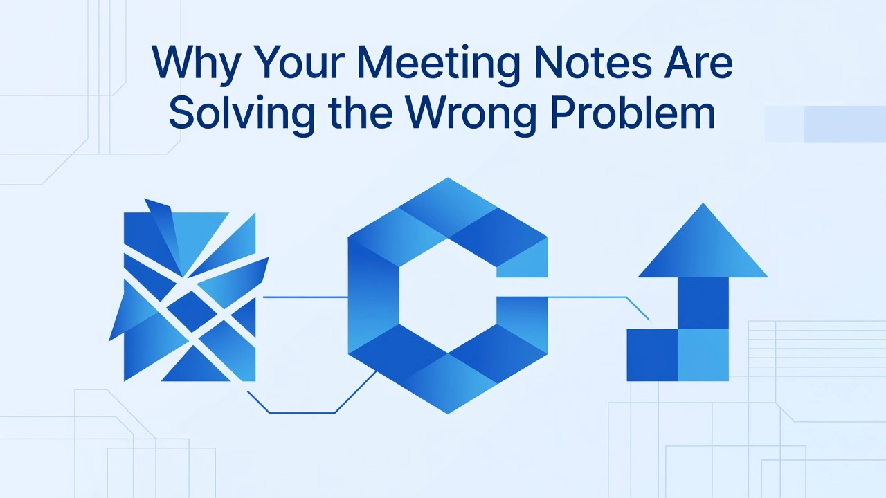 Professional header image for industry analysis: Why Your Meeting Notes Are Solving the Wrong Problem